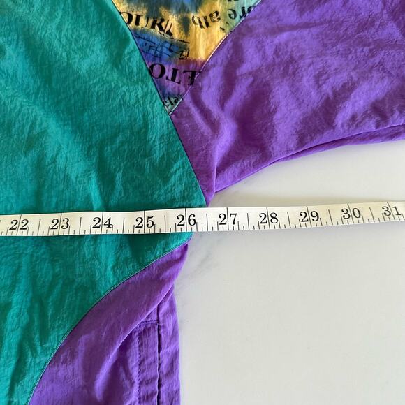 Vintage Reebok Windbreaker Jacket Zip Purple Green 1990 - Picture 5 of 9